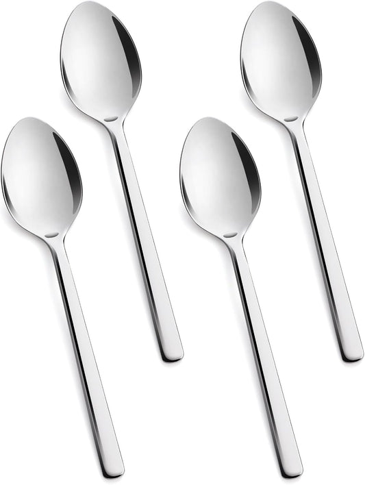 KINGSTONE Large Hostess Serving Utensils 4 Piece Set, 18/10 Stainless Steel Heavy Duty 9.84inch Spoons for Buffet, Wedding, Party, Catering, Dishwasher Safe