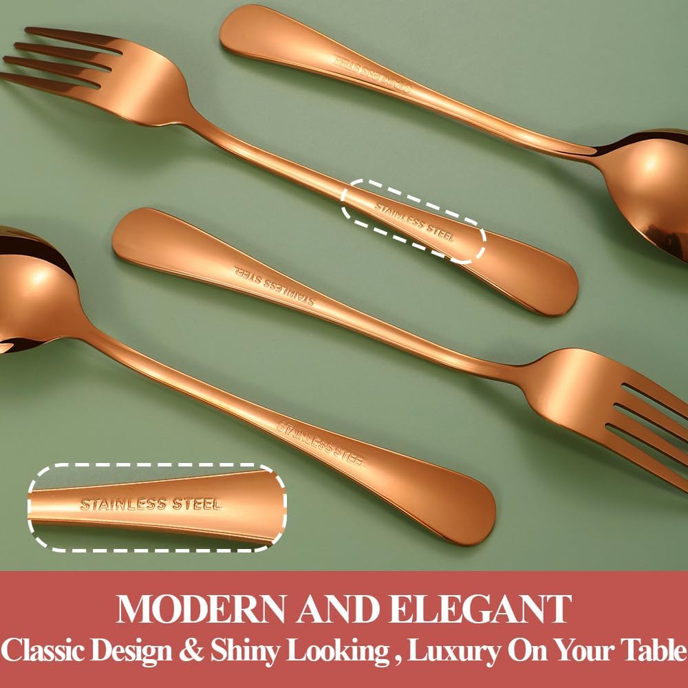 50 Pcs Rose Gold Silverware Set for 10, Food Grade Stainless Steel Flatware Set, Eating Utensils Sets Include Fork/Knife/Spoon,Home Kitchen Tableware Set, Reusable Cutlery Set, Dishwasher Safe