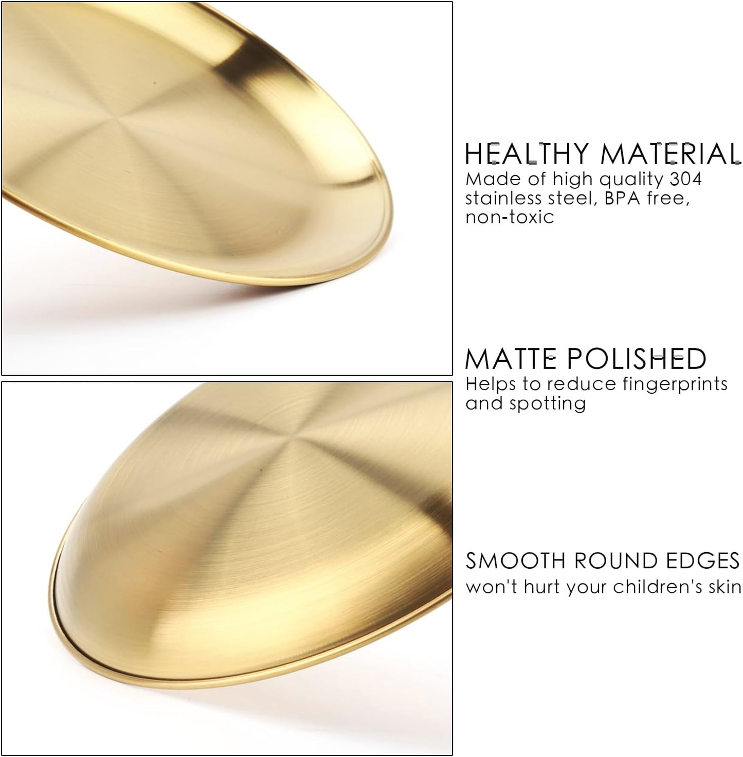 Stainless Steel Plates,6 Pack 304 Stainless Steel Dishes 304 Dinner Dishes,feeding Serving Camping Plates Serving Flat Plate for Kitchen, Outdoor Camping, & Restaurants,Dishwasher-Safe (7.9 Inches)