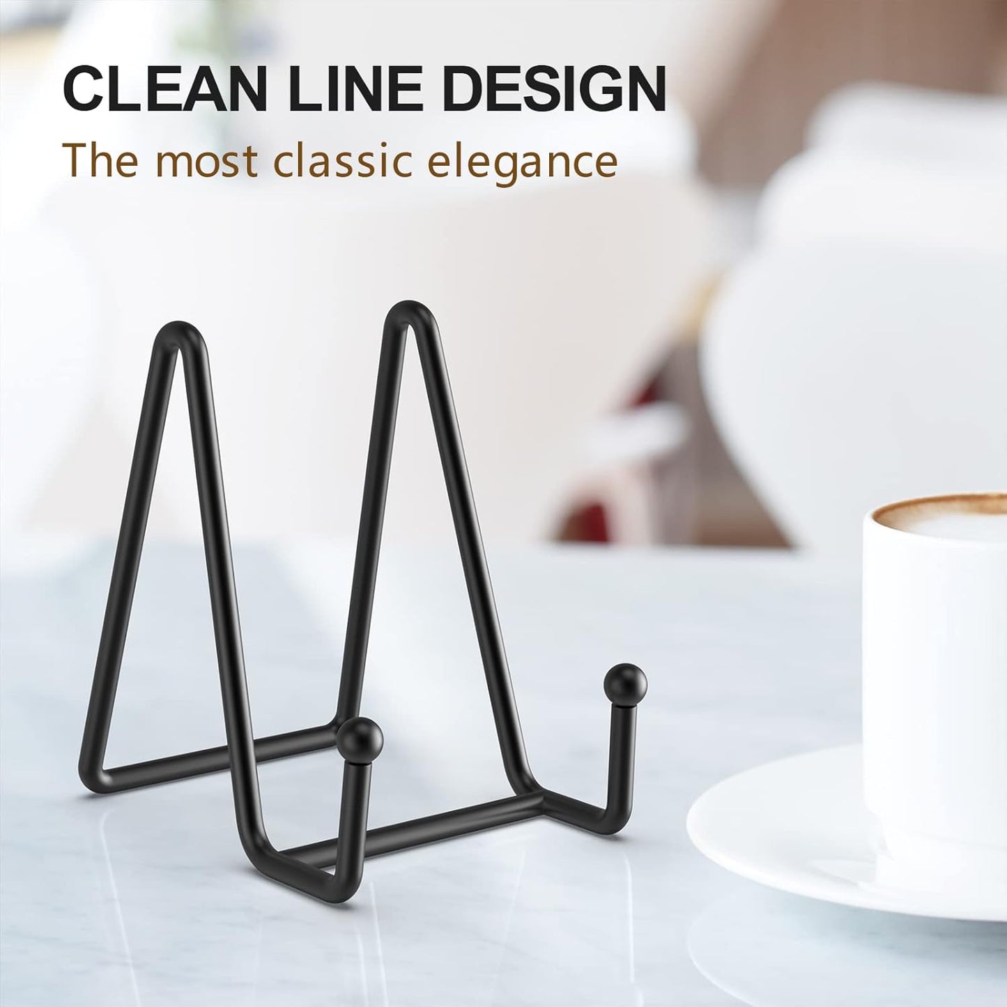 HONGYUTAI 3 Pack 4.5 Inch Plate Stands for Display Picture Stand - 4.5 Inch Vinyl Table Top Display, Metal Frame Holders Decorative Plate for Book , Picture, Photo and Platter, Tabletop Art, Black