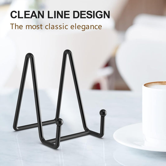 HONGYUTAI 3 Pack 4.5 Inch Plate Stands for Display Picture Stand - 4.5 Inch Vinyl Table Top Display, Metal Frame Holders Decorative Plate for Book , Picture, Photo and Platter, Tabletop Art, Black