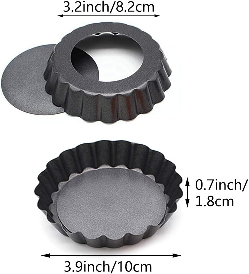 Mini Tart Pans, Nonstick 4 Inch Mini Quiche Pan Removable Bottom Tart Pan Set of 6 (4-Inch)
