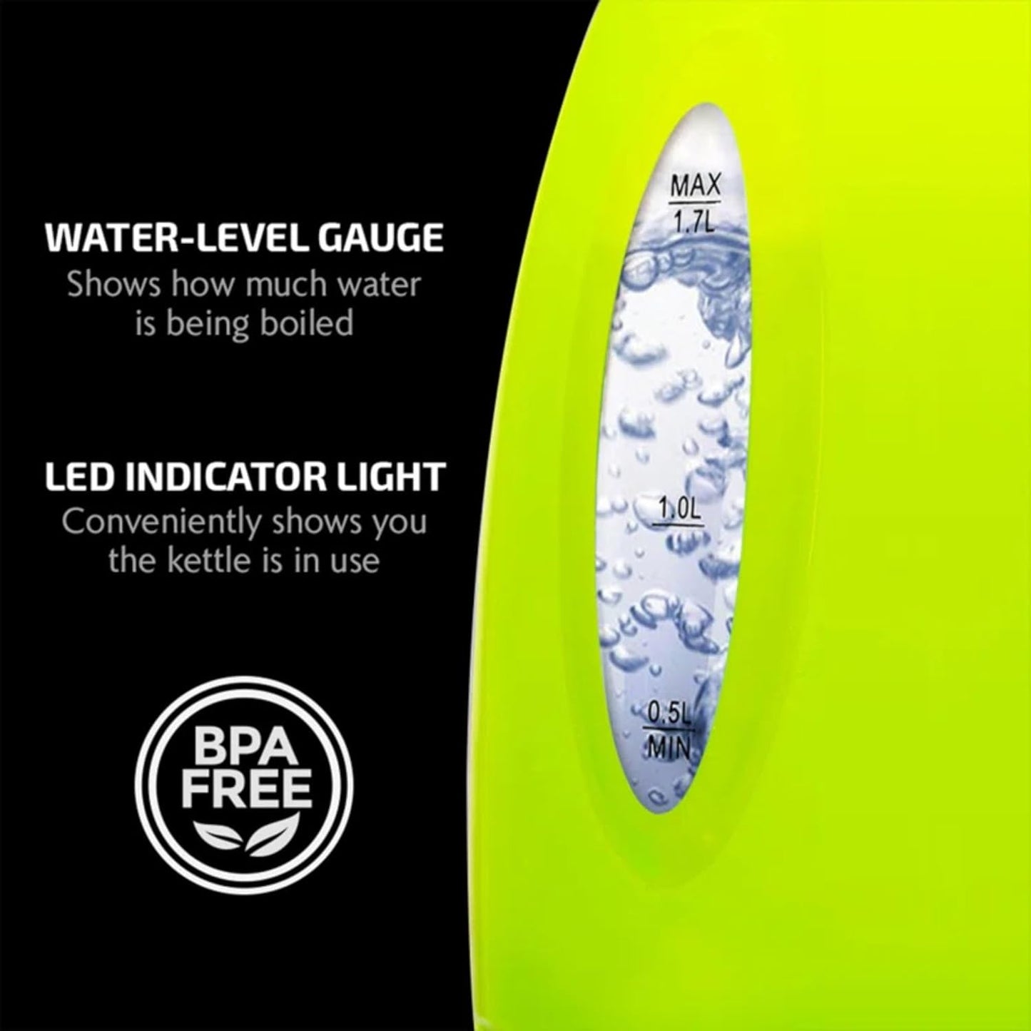 OVENTE Electric Kettle, 1.7L Fast Boiling Water Heater for Coffee or Tea, BPA Free with Water Level Gauge, Auto Shut-Off, Boil-Dry Protection, Indicator Light and Removable Filter, Green KP72G