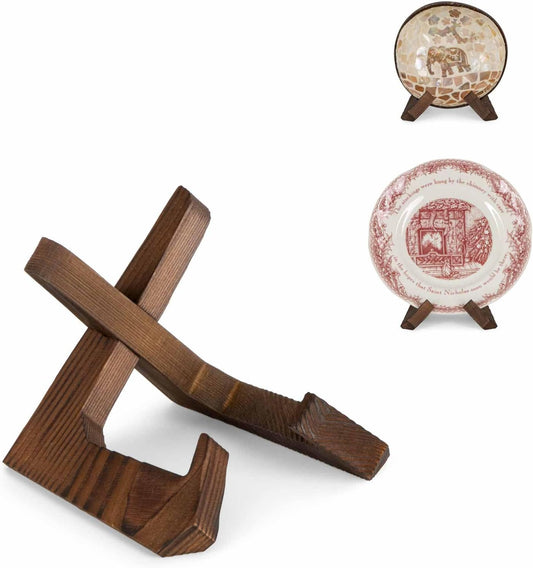 Bowl Stands for Display, 3.5 Inch Plate Holder, Wooden Easel Frame Holder, Display Stand for Large Deep Platters and Dishes, 3.5" H x 4.8" W x 4" D (For Bowls under 2.5" in Depth)