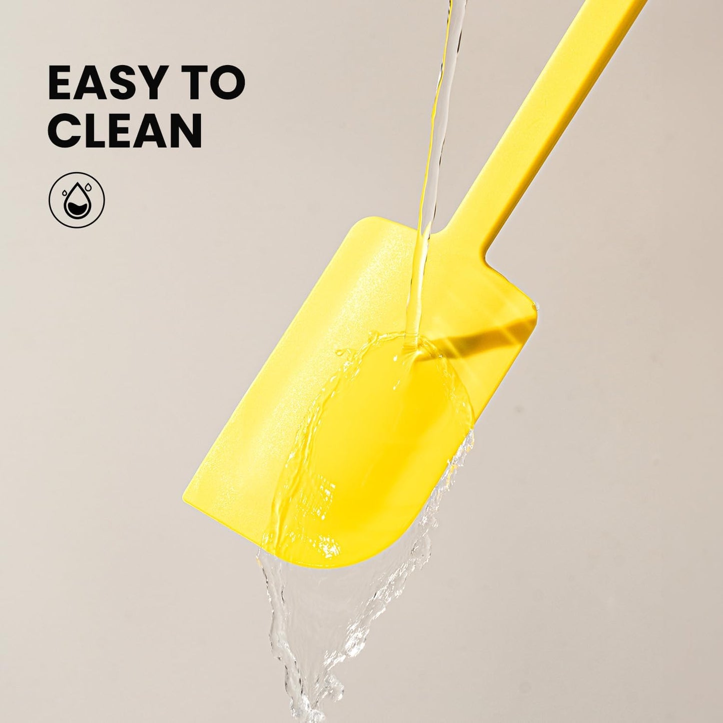 2 Pcs Silicone Scraper Set, Food Grade Rubber Scraper, Upgraded Sturdy Handle Set, Heat Resistant up to 600°F, Suitable for Baking, Scraping, & Mixing, Dishwasher Safe (Yellow)