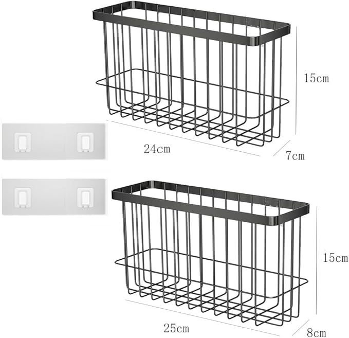 2 Piece Kitchen Cabinet Door Storage Box,Self Adhesive Wall Mounted Storage Boxes,Wardrobe/Bathroom/Refrigerator Small Items Organizer Storage Box (White)
