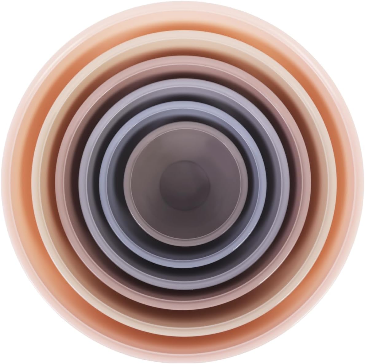 BoxedHome BPA Free Plastic Round Mixing Bowl with Lids, 12 Pack Nesting Bowls with Lids Set, Microwave and Dishwasher Safe Prep & Serving Bowls Great for Mixing, Baking, Serving (Khaki Pink, 12pcs)