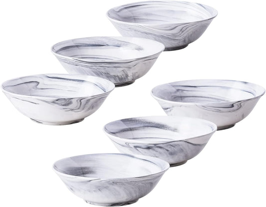 Yundu Grey Marble Ceramics Bowls Set of 6, 28 Ounce Pasta/Cereal/Salad/Soup Bowls for Kitchen, Dishwasher & Microwave Safe