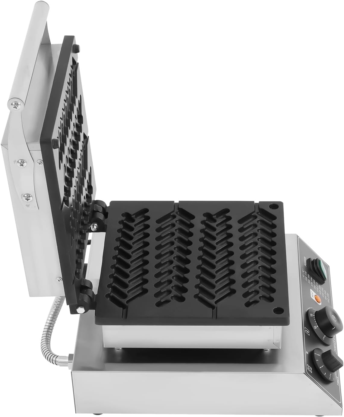 1700W Commercial Waffle Maker, 4 Grids Electric Wheat-stalk Waffle Maker Non-Stick Stainless Steel Belgian Waffle Iron w/Time & Temper Adjustable| Whisk|Food Clip, Large Waffle Machine for Restaurant