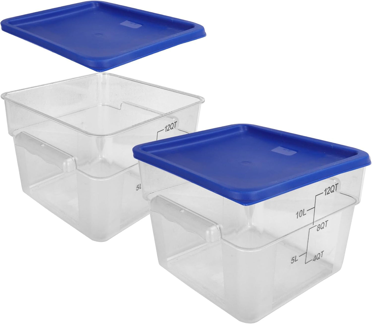 2 Pack Red Square Food Storage Container With Lid,2-12 Quart Commercial Storage Box With Scale & Handle,Cake Making,Dough Marinating Meat,Kitchen Supplies (12 Quart)