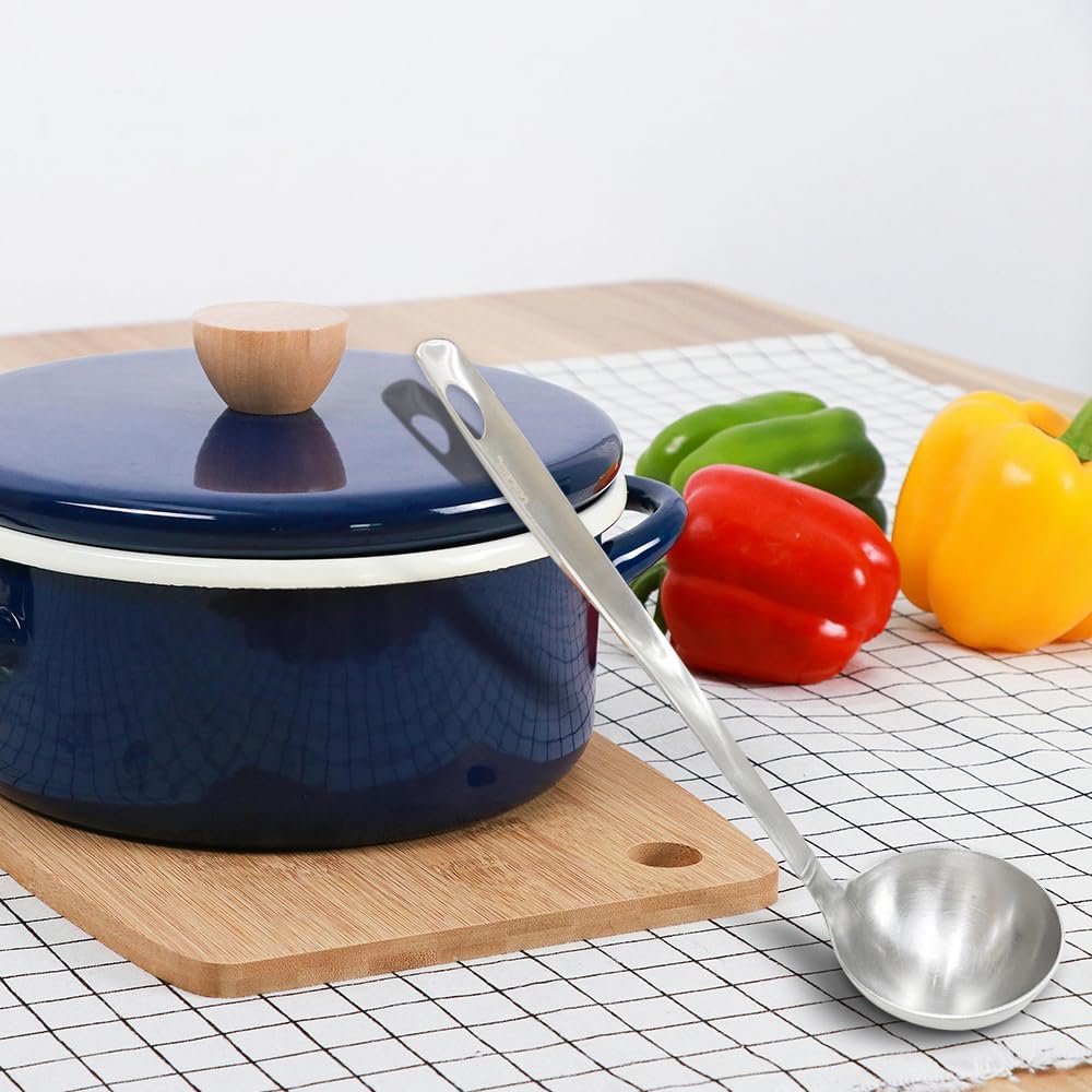 Stainless Steel Kitchen Ladle, Heavy Duty One-Piece Construction Cooking Ladle, Punch Soup and Stew Serving Ladles Scoop