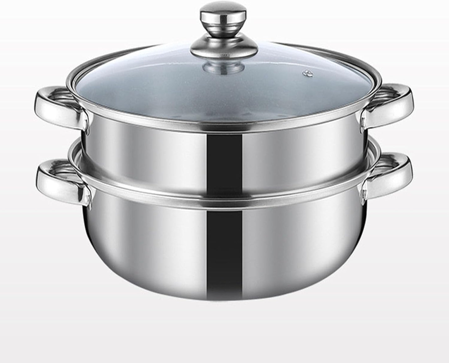 Steamer Pot for Cooking 3.0-Quart Steam Pot with Lid 2-tier Multipurpose Stainless Steel Steaming Cookware with Handle for Vegetable, Soups, Stews and Pasta