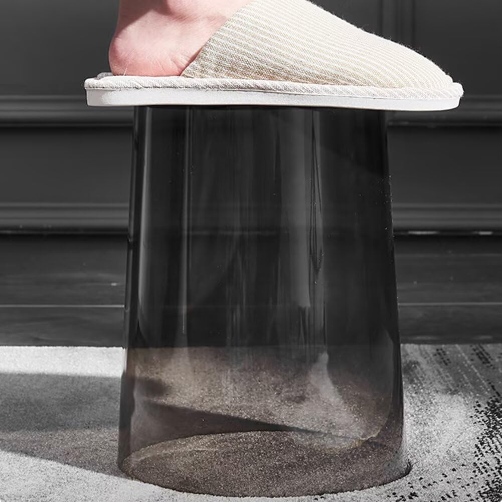 Bathroom Trash Can 8.7 x 7.1 x 9.8 Inch Small Trash Can Plastic Wastebasket Large Capacity Grey Round Garbage Can for Bathroom Bedroom Office Kitchen Dorm Room (L)