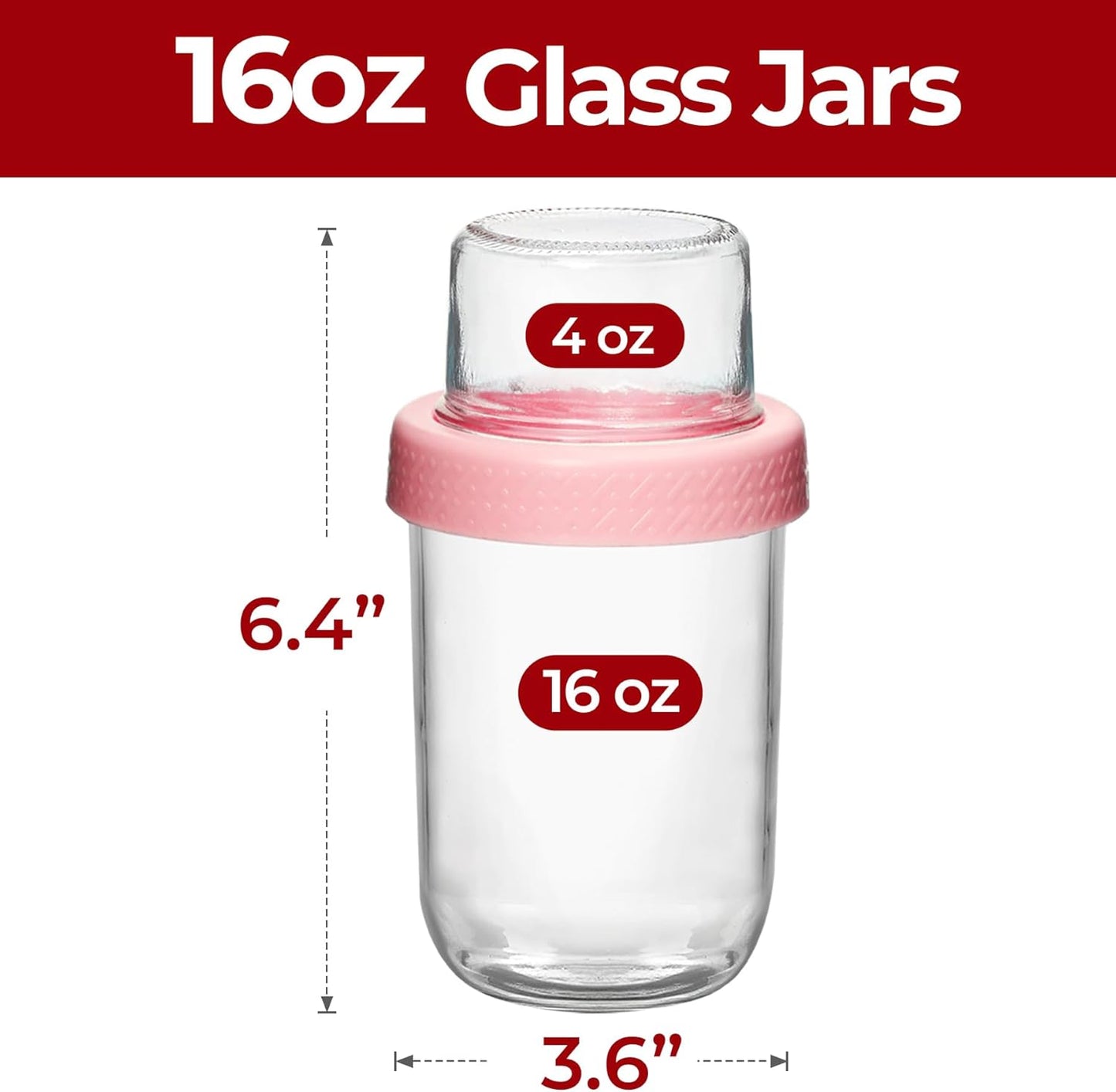 2 Pack 16 OZ Overnight Oats Containers with Lids, Dual-Layer Glass Meal Prep with Dry and Wet Separation, Airtight Food Jars for Oatmeal Yogurt Parfait Cups Cereal Nut Fruit (Mixed color 2)