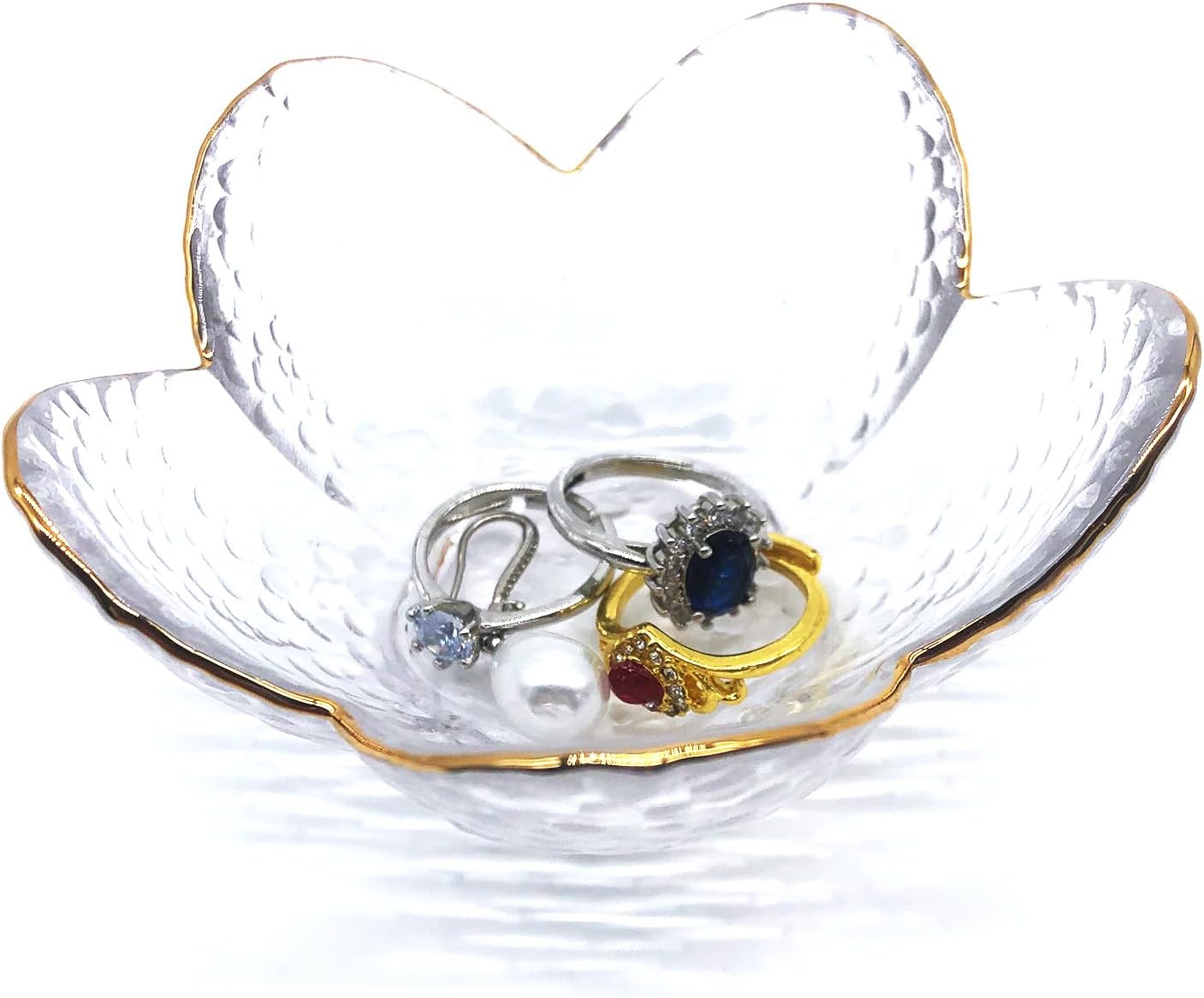 Small Ring Dish Jewelry Bowl, Glass Jewelry Dish Trinket Bowl, Crystal Ring Holder Dish Jewelry Plate, Nightstand Decor Jewelry Holder Dish, Engagement Gift Jewelry Tray Dish for Rings, Keys
