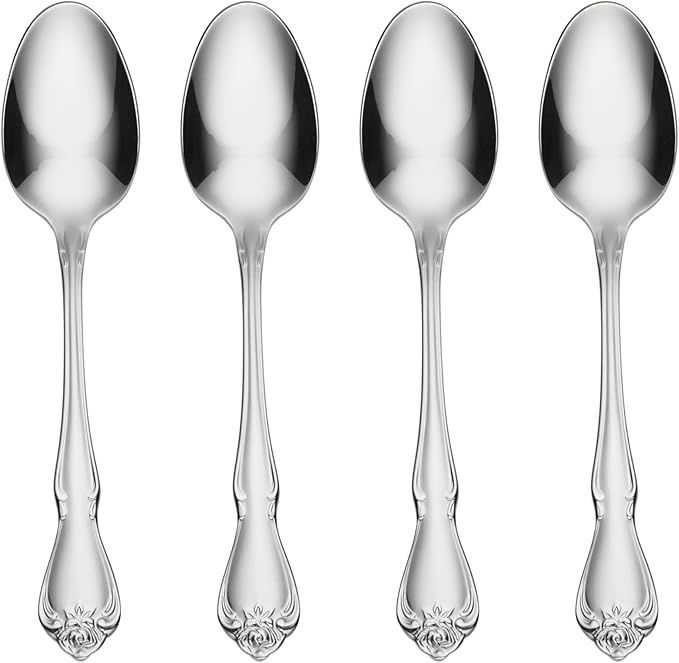 Oneida B552004E True Rose Everyday Flatware Teaspoons, Set Of 4, 5.97" L x 1.26" W