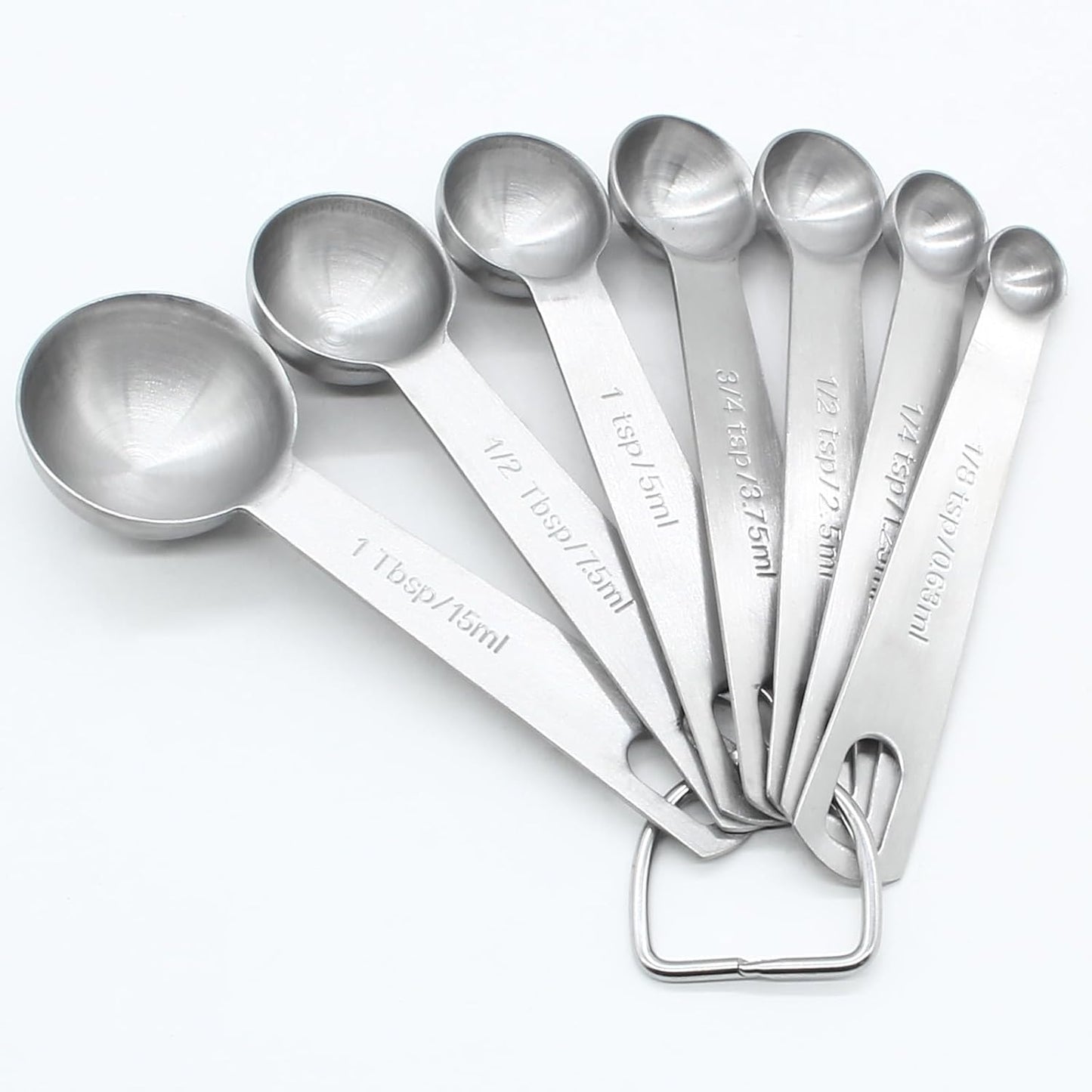 Luomorgo 7 Pcs/Set Measuring Spoons Set, Stainless Steel Measuring Spoons & Tablespoons, 1/8 tsp, 1/4 tsp, 1/2 tsp, 3/4 tsp, 1 tsp, 1/2 tbsp, 1 tbsp for Measuring Dry and Liquid Ingredients