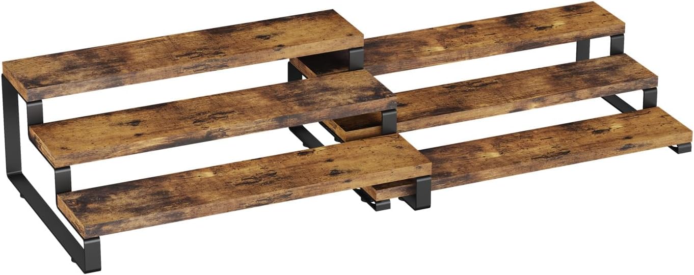 Spice Rack Organizer for Cabinet, 3 Tier Wooden Display Riser Stand, Rustic Cologne Stand for Men, Tiered Perfume Holder, Display Shelf for Candles (Set of 2)