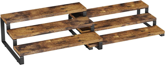 Spice Rack Organizer for Cabinet, 3 Tier Wooden Display Riser Stand, Rustic Cologne Stand for Men, Tiered Perfume Holder, Display Shelf for Candles (Set of 2)
