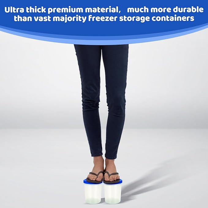 Heavy Duty Airtight Plastic Containers with Twist Top Lids, Stackable Freezer Containers for Lunch, Salad, Soup, Leftover, Ice Cream, BPA Free [6 Pack-32 oz]