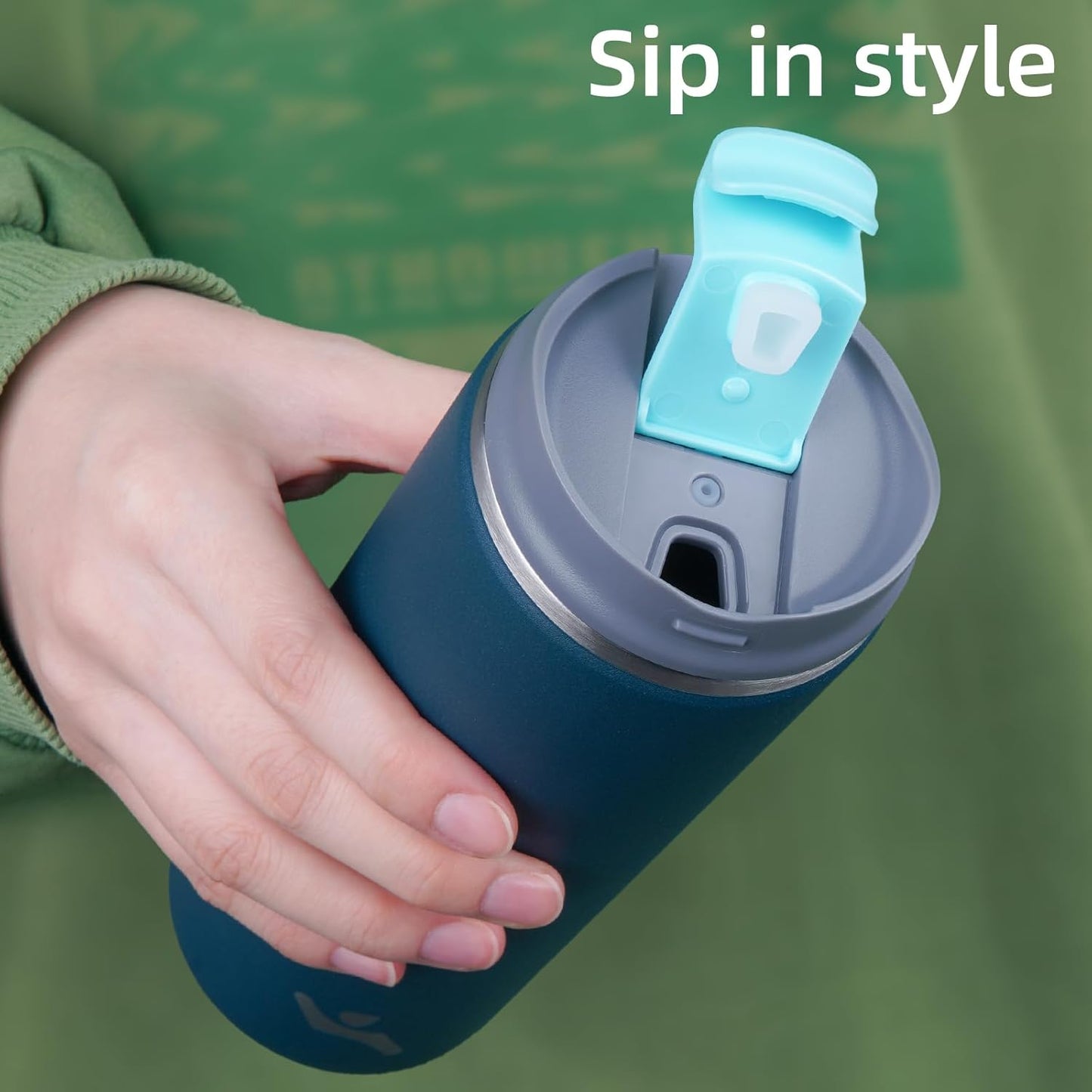 Tumbler with Lid, 16 oz Travel Coffee Mug Double Wall Vacuum Stainless Steel Thermal Metal Cup Insulated Water Bottle,Navy Blue