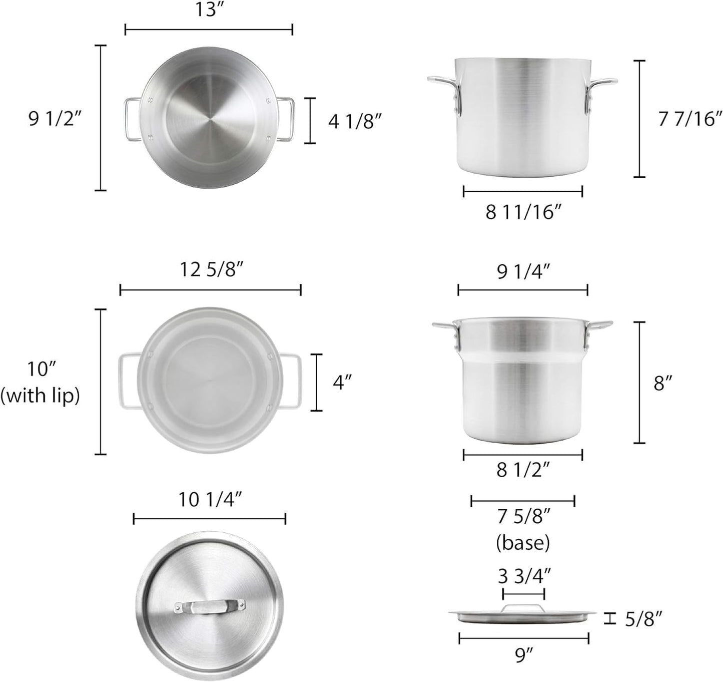TrueCraftware- 8 Qt. Aluminum Double Boiler Pot with Cover – Heavy Gauge Steam Melting Pot Double Boiler for Chocolate Melting Fondue Candy Cheese Desserts and Specialty Sauces Mirror-Finish