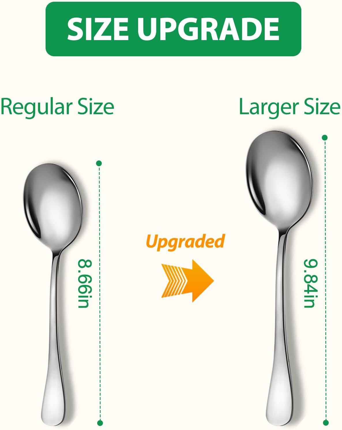 Stainless Steel Serving Spoons Set, 8pc, 10-Inch, Includes 8 Large Spoons, for Parties/Kitchen/Buffet/Catering, Dishwasher Safe