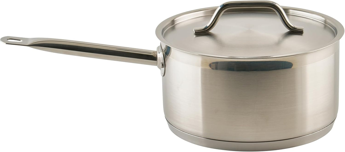 Winco Heavy-Duty Stainless Steel Sauce Pan with Cover, 6 Quart