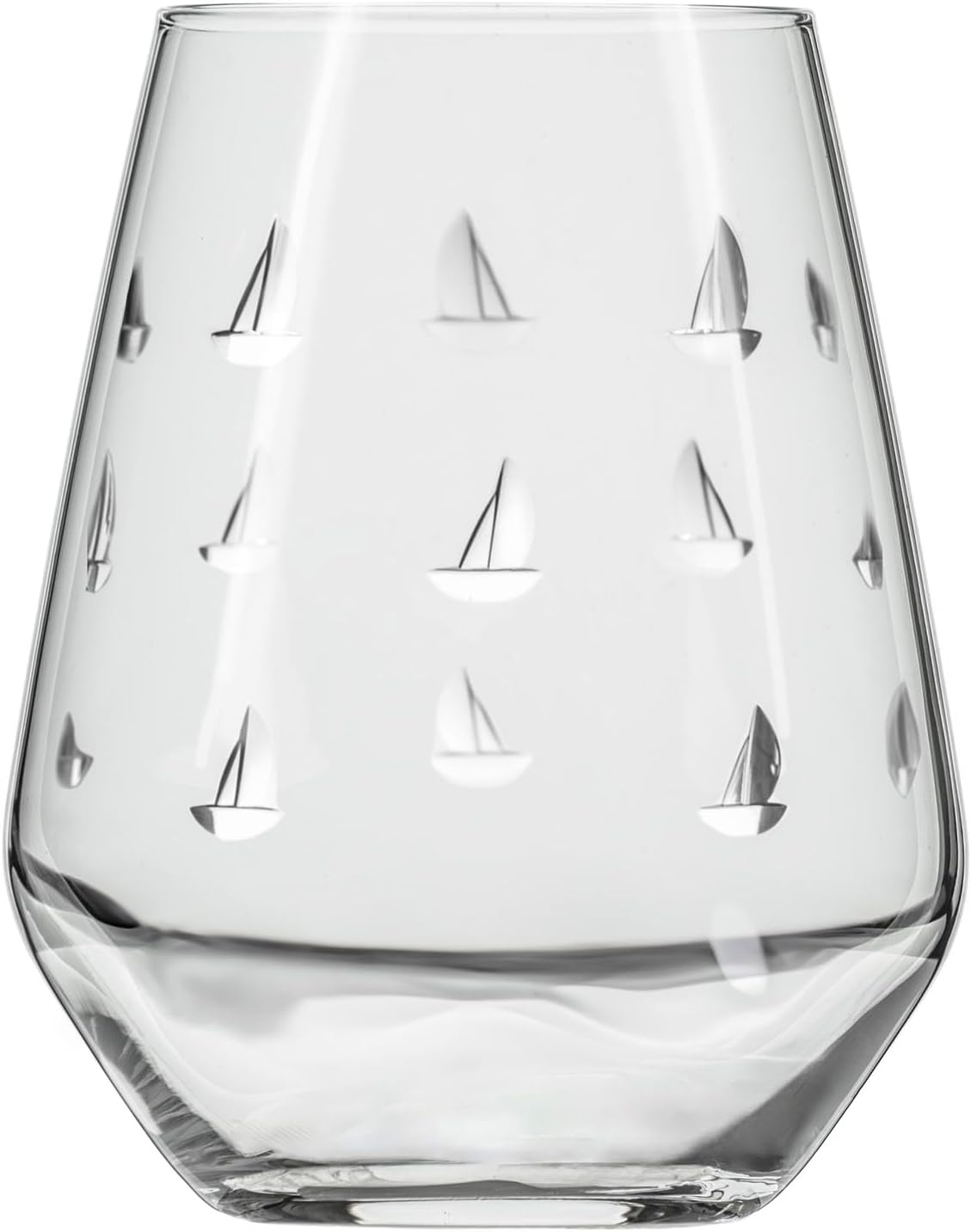 Rolf Glass Sailing Stemless Wine Tumbler 18 ounce | Stemless Wine Glasses Set of 4 | Lead-Free Crystal Glass | Etched Tumbler Glasses | Proudly Made in the USA