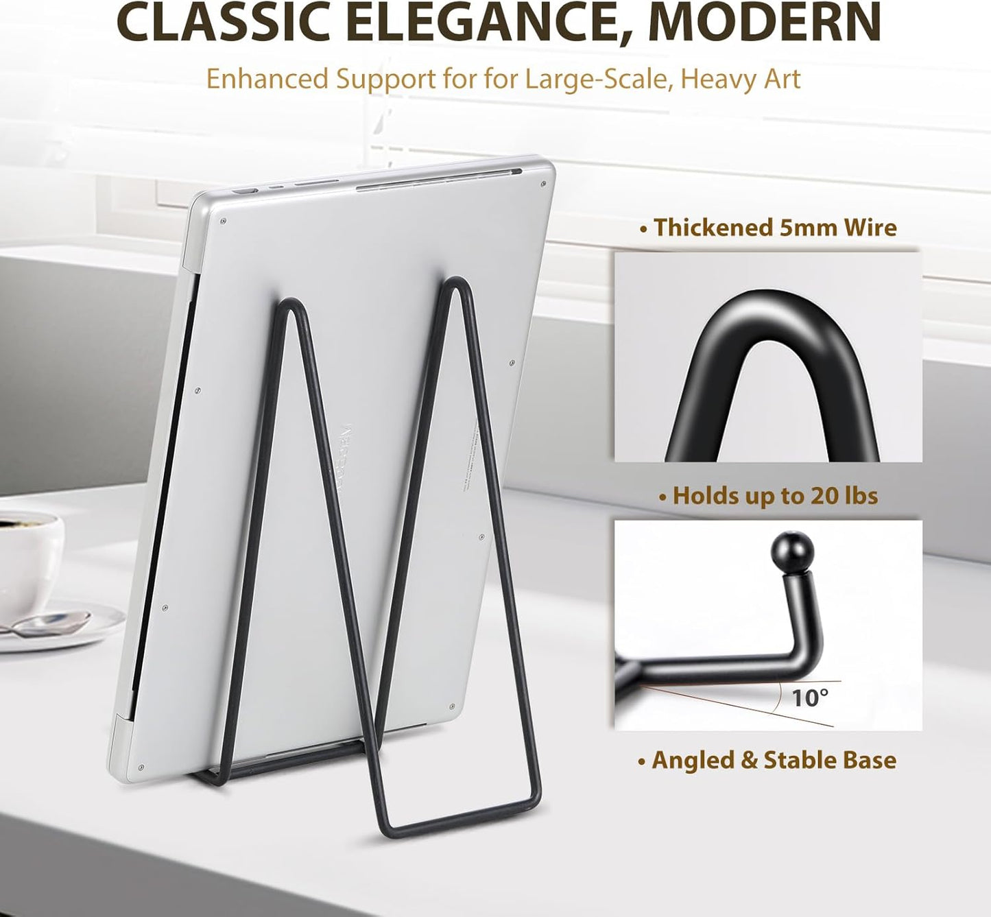 LIONWEI LIONWELI Plate Display Stand Easel Holders - 10" Tabletop Metal Stands for Heavy Plates, Large Platters and Plaques - Black, 2-Pack