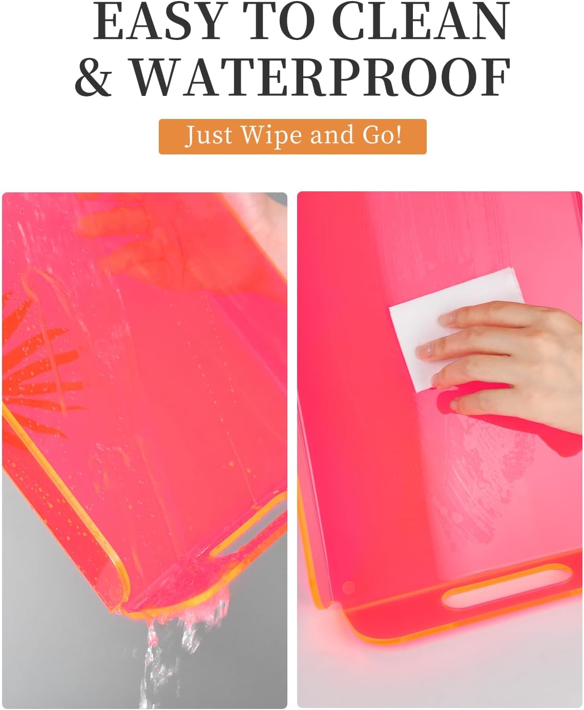 Neon Pink Acrylic Tray 15x10.2 Inches - Bold and Bright Serving Tray for Kitchen, Parties, and Home Organization - Durable and Stylish