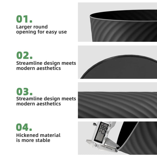 Small Trash Can 1.8 Gallons, Bathroom Trash Can & Garbage Can with 6 Trash Bags, Bedroom Trash Bin & Waste Basket for Office, Bedroom, Living Room, Kitchen, Compact Space (6-Black)