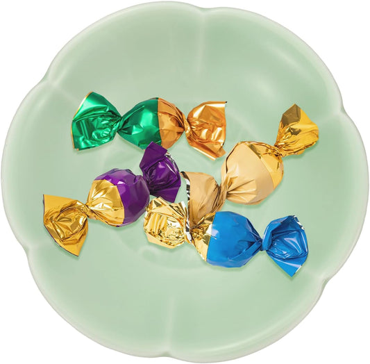 uxcell Porcelain Serving Dish, 4.25 Inch Small Ceramic Candy Plate with Water Pattern Petal Shape Decorative Bowl for Wedding Party Household Living Room Candy Snack Plate, Plum Green