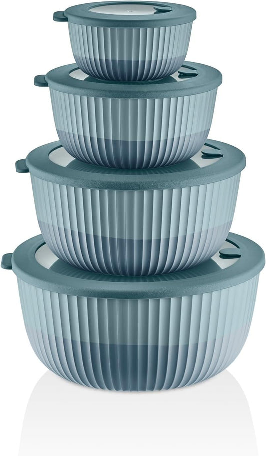 Mixing Bowl Set with Airtight Lids-8-Piece Nesting, Stackable Plastic Kitchen Bowls for Mixing & Food Prep-BPA-Free,Dishwasher,Microwave & Freezer Safe
