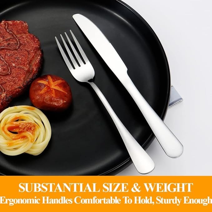 Lazycorner Silverware Set for 8, 40-Piece Food Grade Stainless Steel Flatware Set Include Fork/Knife/Spoon, Mirror Polished Eating Utensils Sets, Reusable Silverwear Cutlery Set, Dishwasher Safe