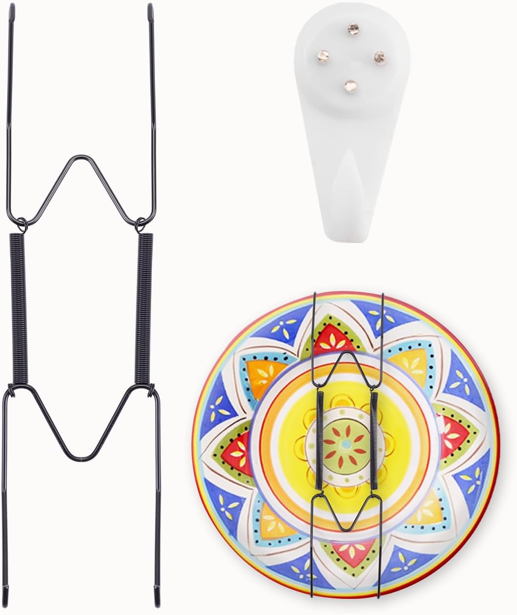 Plate Hangers for The Wall Suitable for 8-10 inch Small Decorative Plate, Invisible Stainless Steel Plate Hangers for Display with Wall Hooks, for Plates/Platter/Dish/Picture(Black)