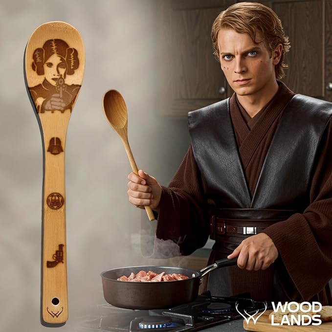 Wooden Spoons for Cooking - 6-Piece Wooden Utensil Set with Spatulas & Spoons, Heat-Resistant, Eco-Friendly Kitchen Utensils for Non-Stick Cookware (Star Wars)