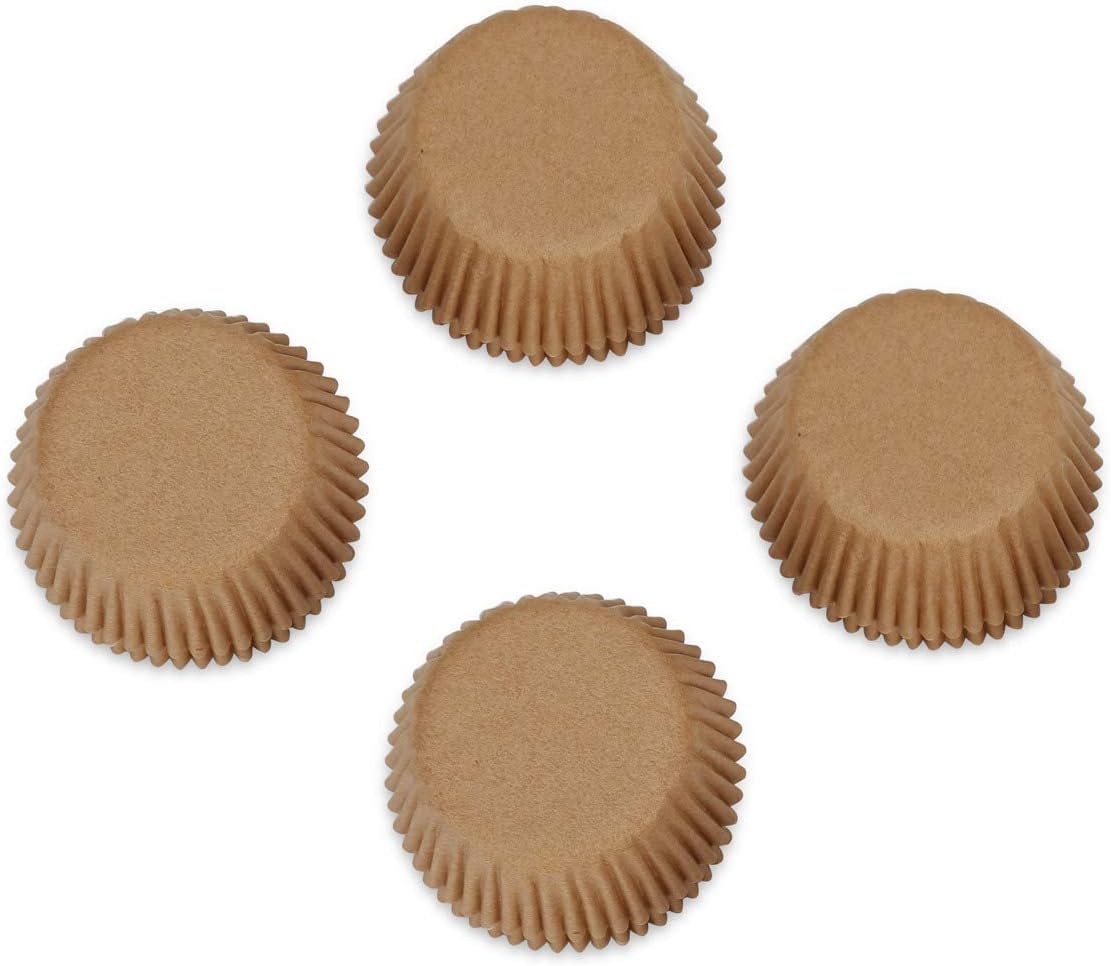 Gifbera Natural Mini Cupcake Liners Odorless Greaseproof Paper Muffin Baking Cups 300-Count, Natural Color