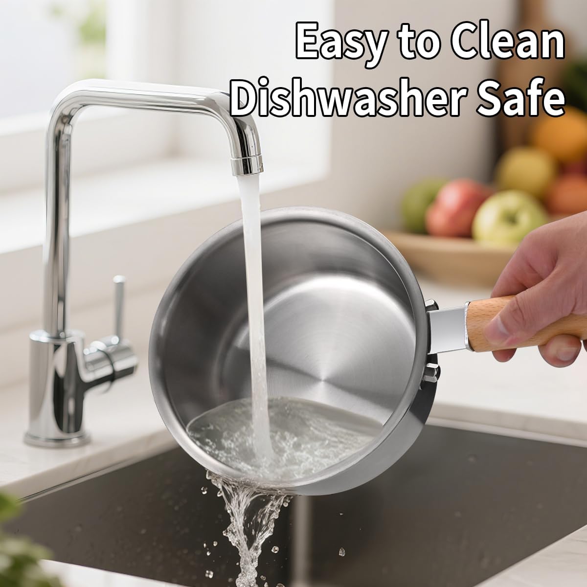 Sauce Pan with Lid, Amafox 1.5QT Stainless Steel Saucepan, Uncoated Non-toxic Sauce Pot with Detachable Handle, Small Pot with Induction Base for Most Cooktops, Dishwasher Safe