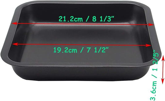 2pcs Mini Baking Pans 8 X 8 Inch (Inner 7.5 X 7.5) Square Cake Pan Bread Pan Nonstick Heavy Carbon Steel Bakeware