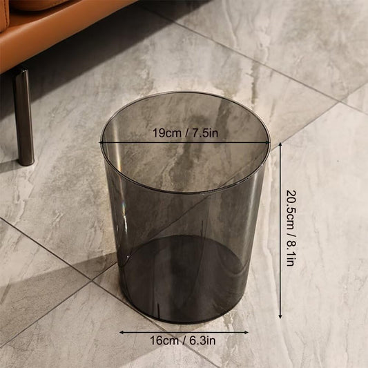 Bathroom Trash Can 7.5 x 6.3 x 8.1 Inch Small Trash Can Plastic Wastebasket Large Capacity Grey Round Garbage Can for Bathroom Bedroom Office Kitchen Dorm Room (M)