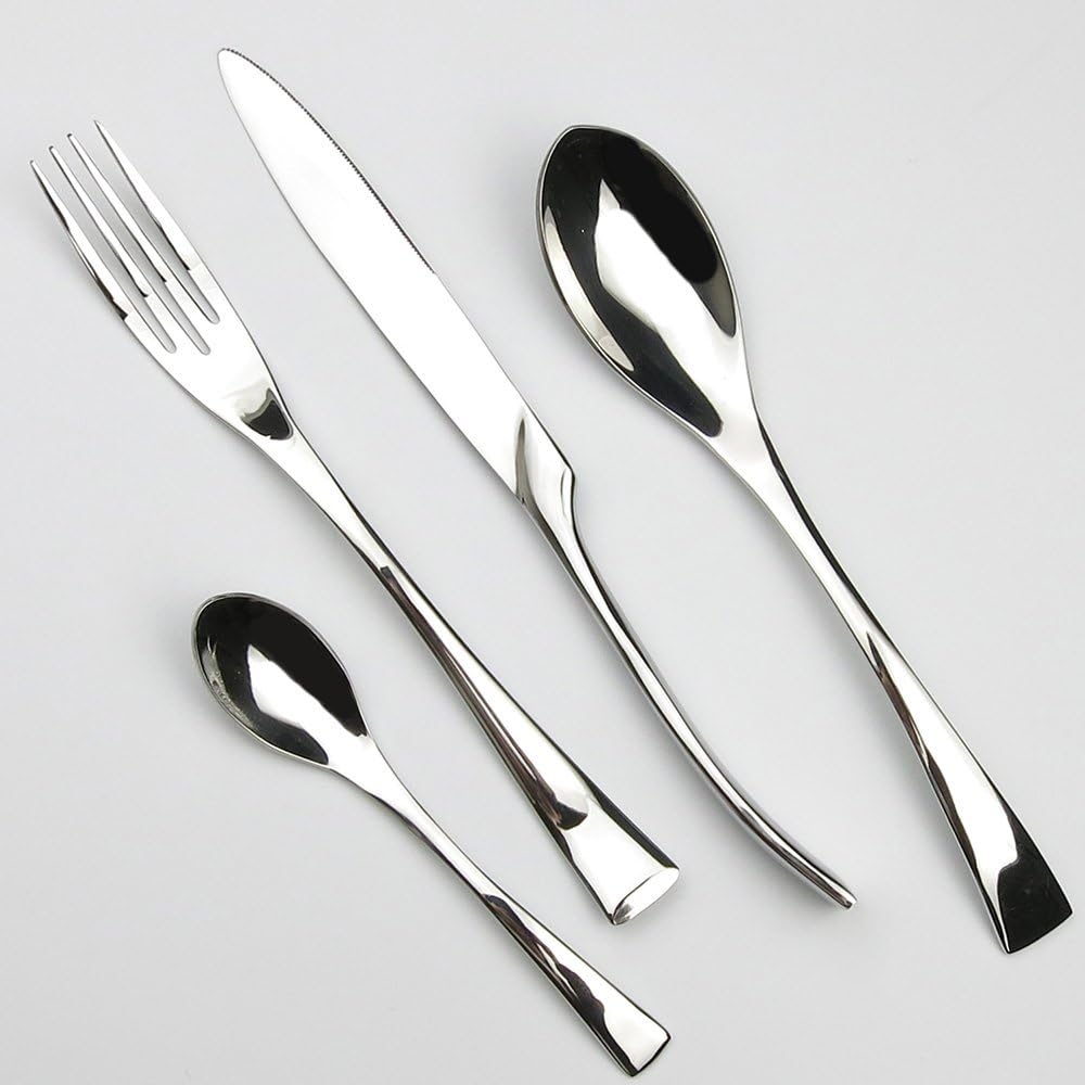 Luxury 4-Piece 18/10 Stainless Steel Flatware Set, Mirror Polishing Silver