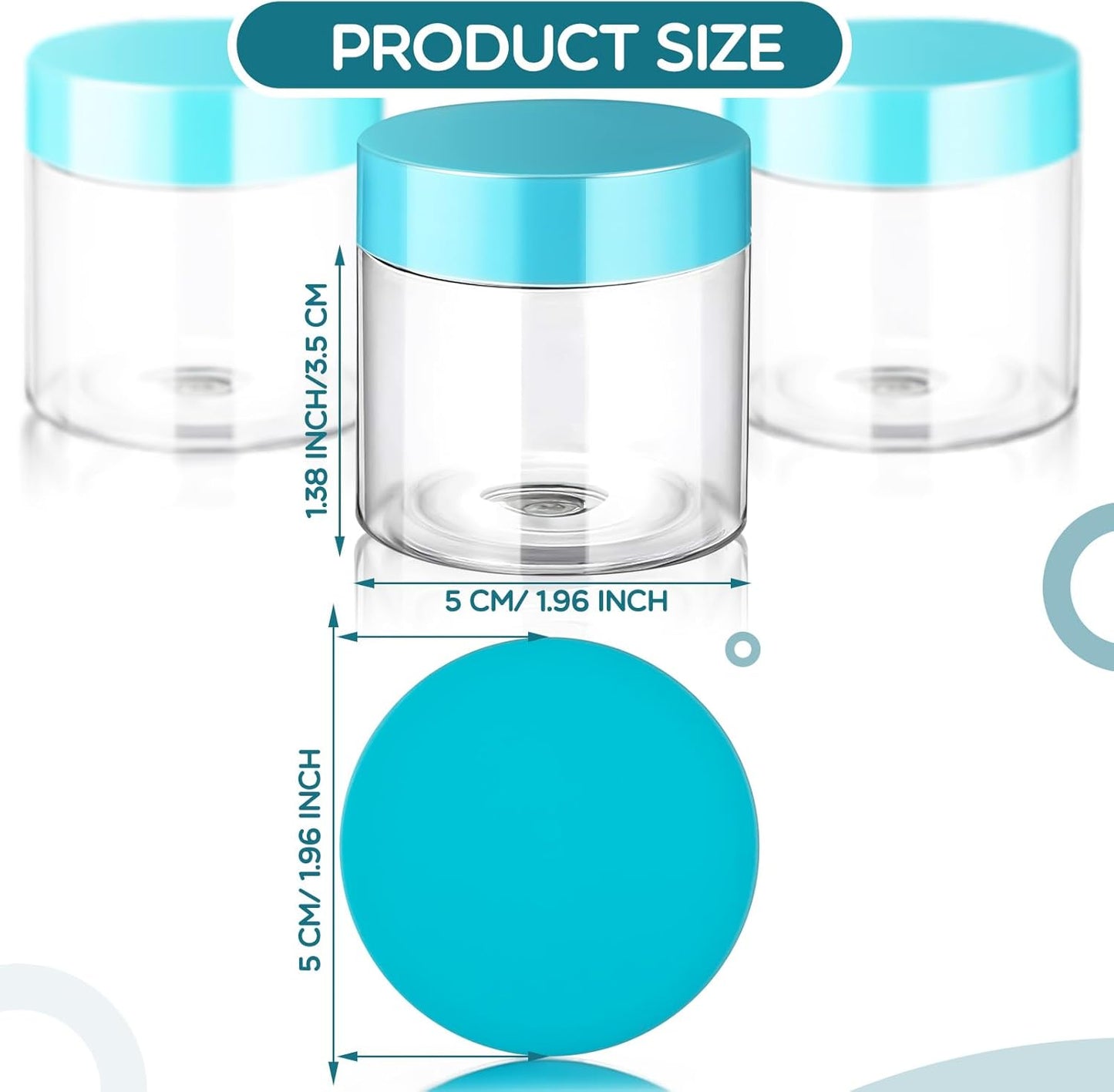 SATINIOR 6 Pack 1 oz Plastic Jars Containers with Lids Wide-mouth Refillable Leakproof Reusable Round Empty Jars for Travel Cosmetic Dry Food Spice Candy Cookie Home Kitchen Organizing(Blue)