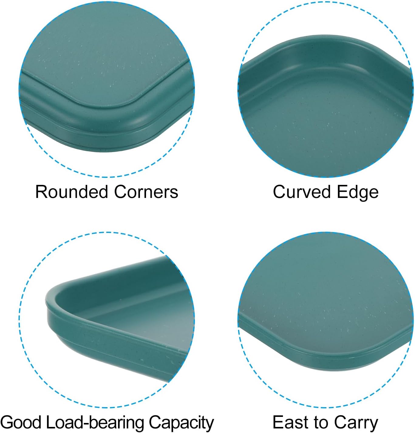 PATIKIL 9.5x7 Fast Food Tray, 2 Pack PP Plastic Reusable Multi-Purpose Non-Slip Rectangle Serving Tray for Cafeteria Restaurant Home Kitchen, Dark Green