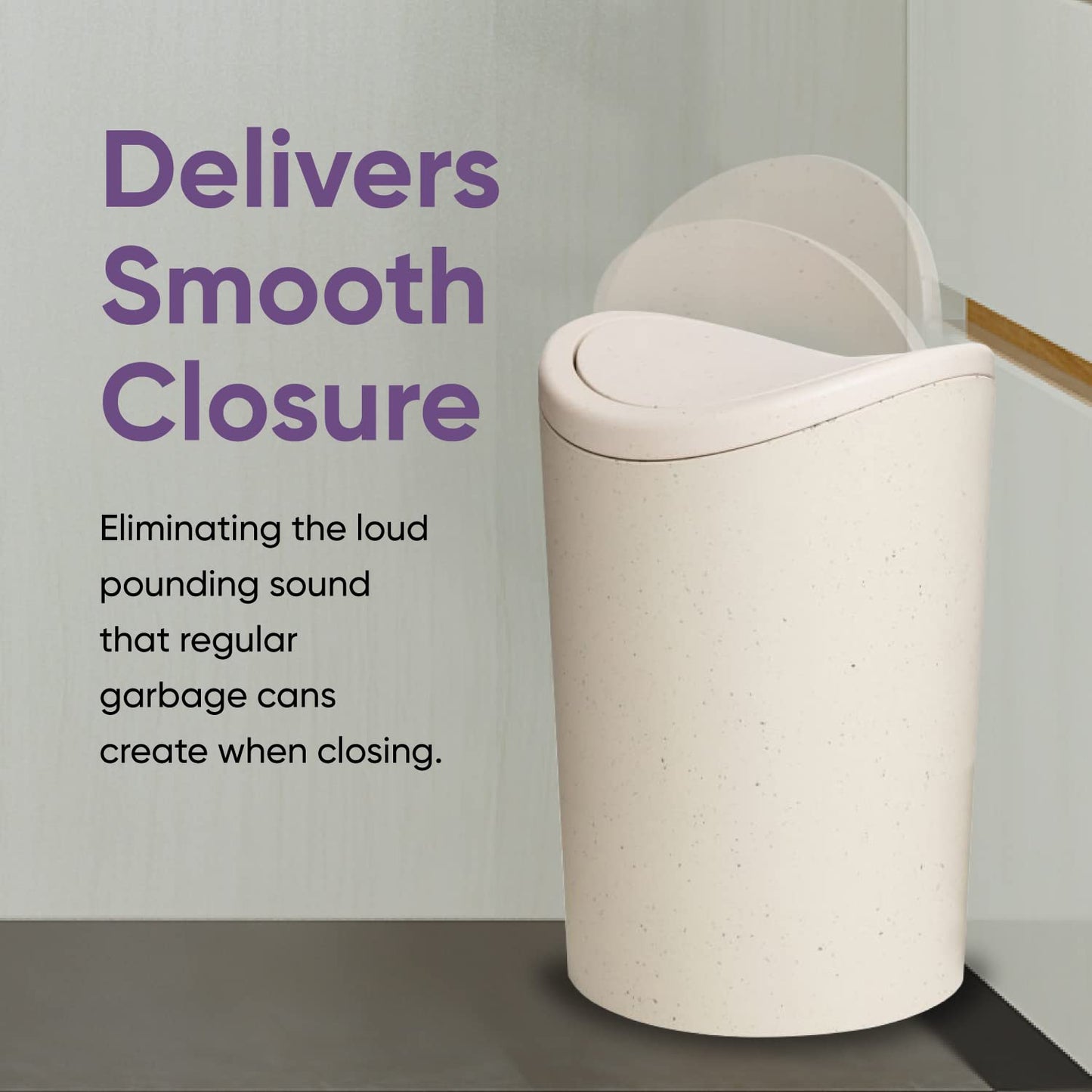 Superio Small Bathroom Trash Can with Lid, Modern White Mini Waste Bin with Swing Lid (1 1/2 Gallon, 6 Liter) Plastic Garbage Can for Kitchen, Bathroom, Bedroom, Office, Under Desk (4, Ecohome)