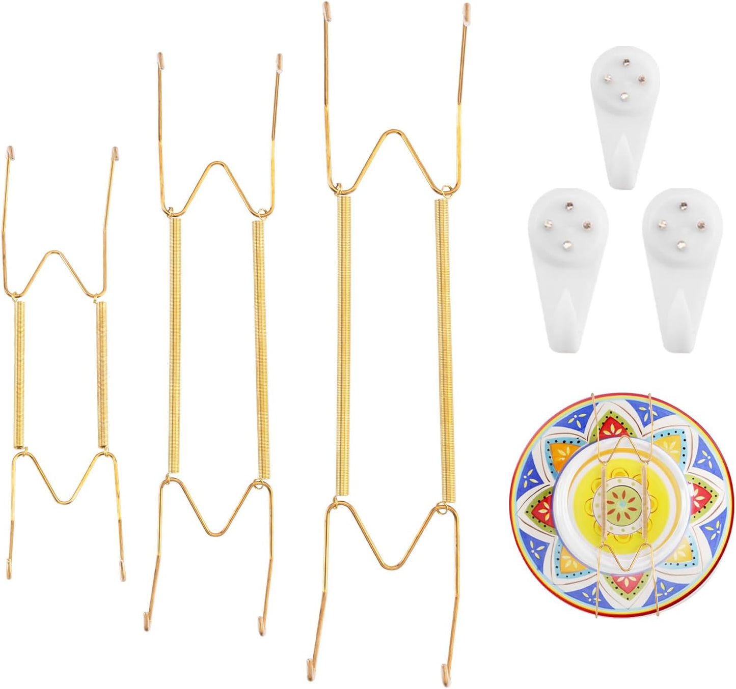 3 Pack 10/12/14 Inch Decorative Plate Medium Plate Hangers for The Wall, Invisible Stainless Steel Wall Hangers for Display with Hooks, for Platter/Dish/Picture