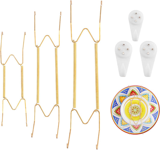 3 Pack 10/12/14 Inch Decorative Plate Medium Plate Hangers for The Wall, Invisible Stainless Steel Wall Hangers for Display with Hooks, for Platter/Dish/Picture