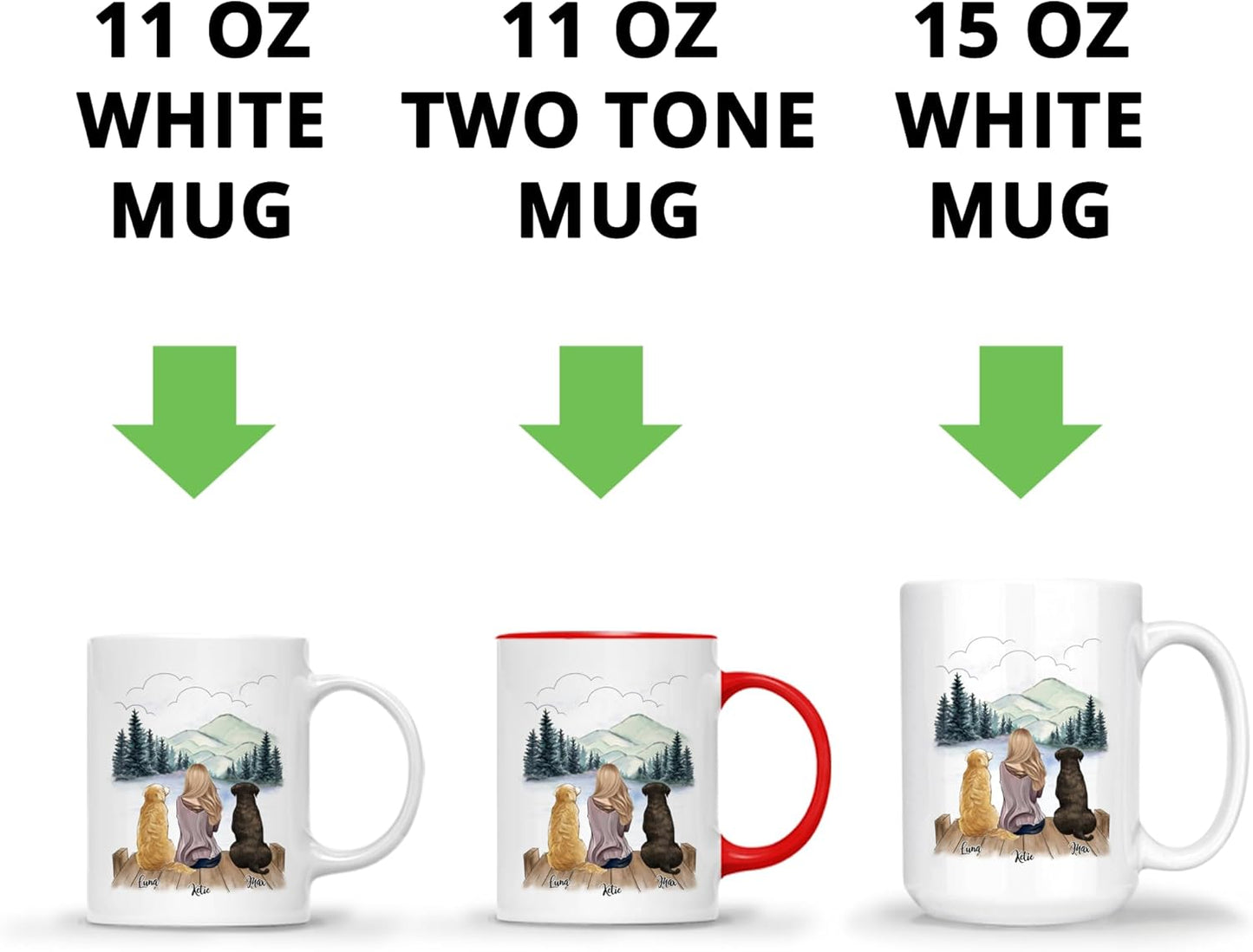 Gossby Personalized Dog Themed Mug - Life is Better with Dogs (Girl - 2 Dogs) - Customized Dog Lover Mug for Dog Mom - 11oz, 15oz