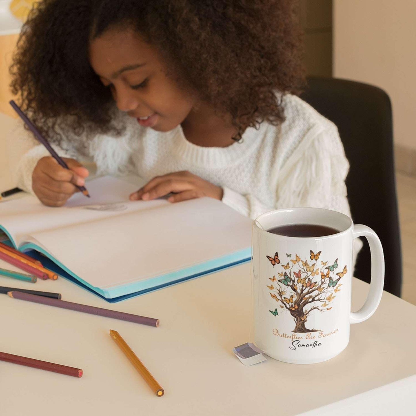 Personalized Name On Butterflies Are Forever Travel Cups, Custom Unique Butterfly Ceramic Tea Mugs, Customized Meaningful Animal Coffee Cups For Friends On Occasions 11oz 15oz