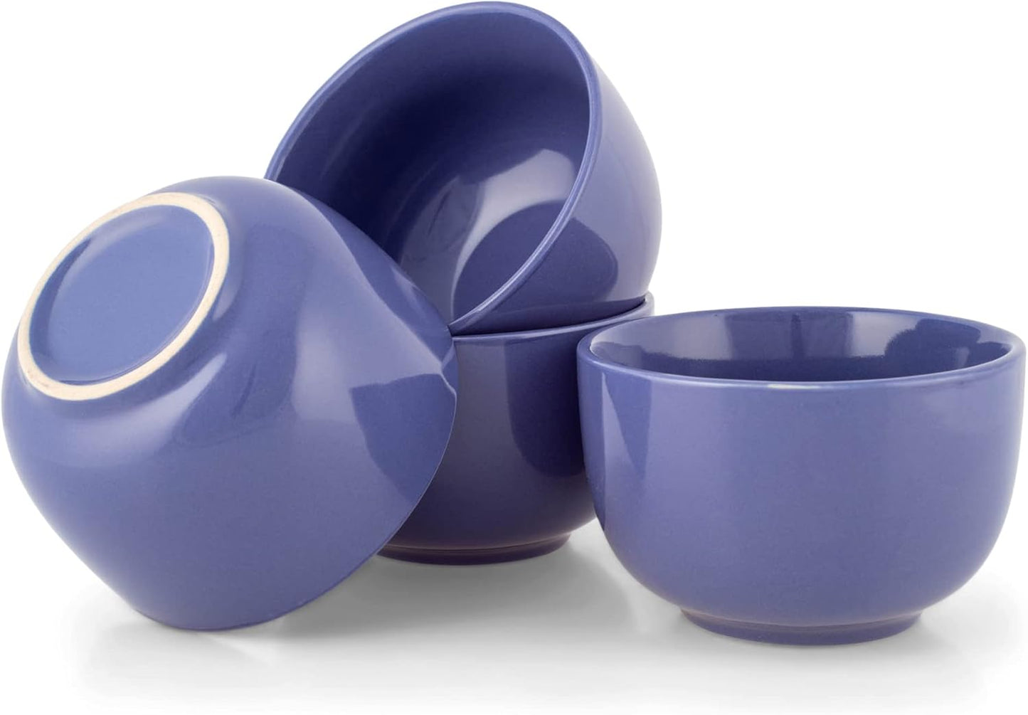 Elanze Designs Bistro Glossy Ceramic 4 inch Cute and Small Dessert Bowls Set of 4 - Perfect for Everyday uses from Snacks, Ice Cream, Candy and Treats, Violet Purple